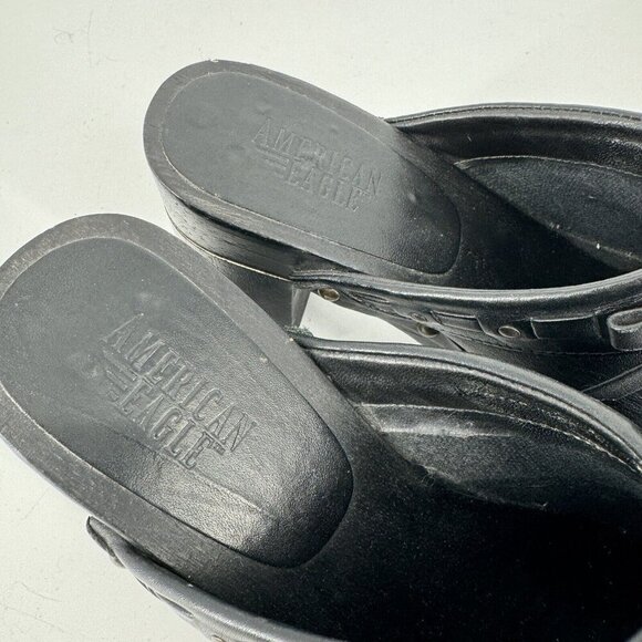 American Eagle Vintage Clogs Women’s 7.5 black leather y2k 90s grunge emo punk - Picture 6 of 8